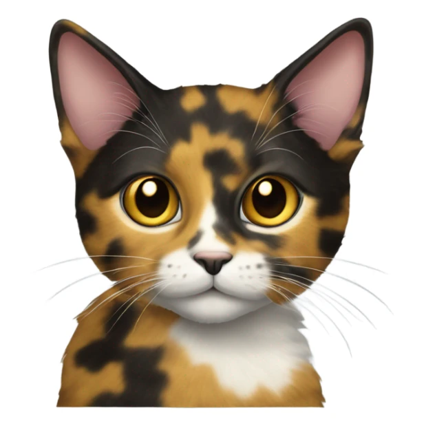 Tortoiseshell cat with yellow and white and black sticker