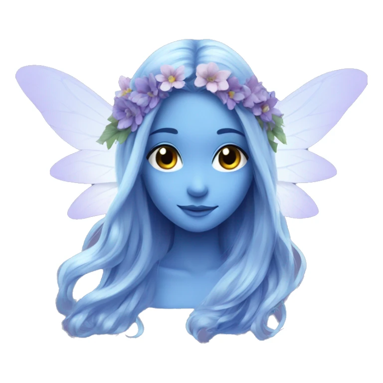 Beautiful, flower, fairy, blue, silver, purple, long hair, big wings sticker