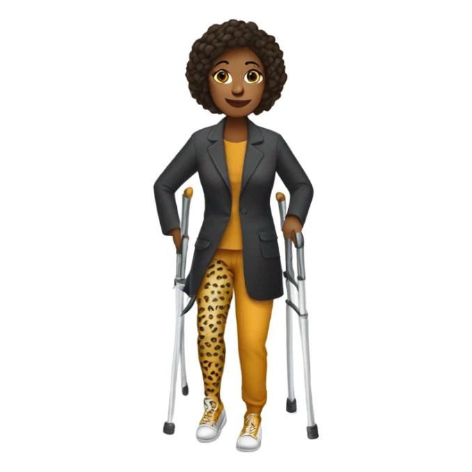 Lady with cheetah print crutches  sticker