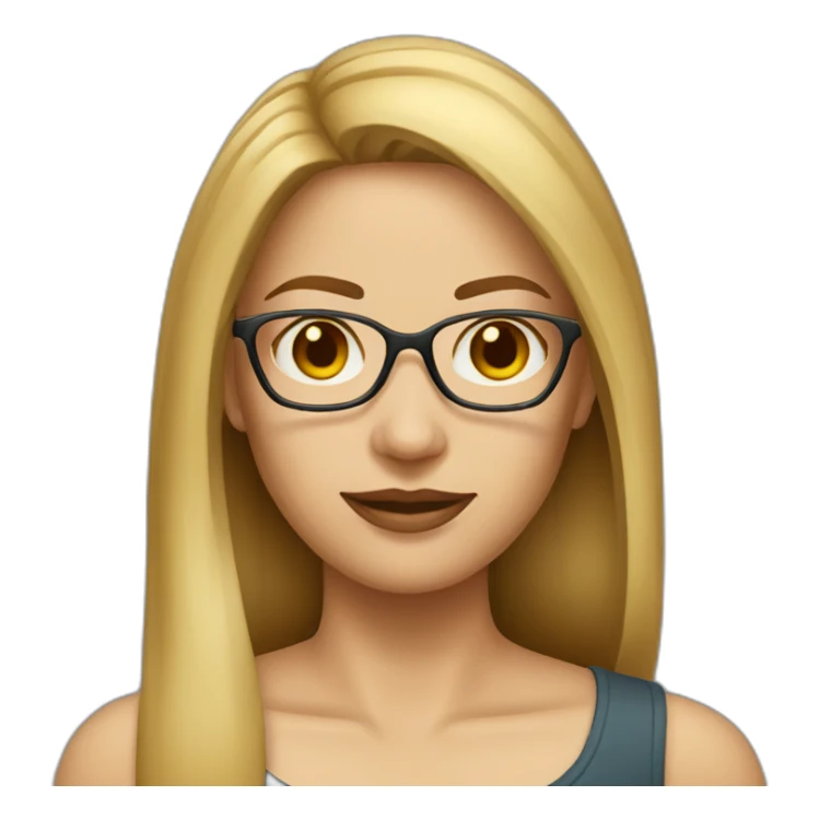 Blonde woman with straight light brown hair and glasses sticker