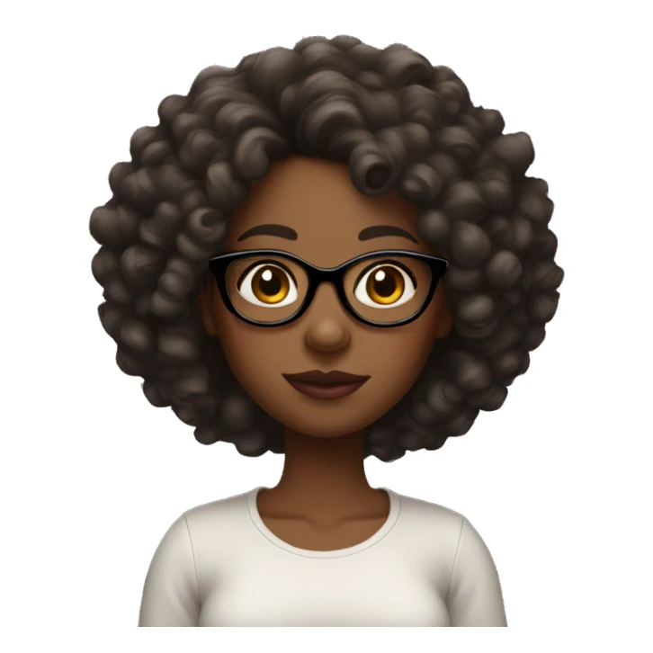 black girl with curly hair, glasses and big lips sticker
