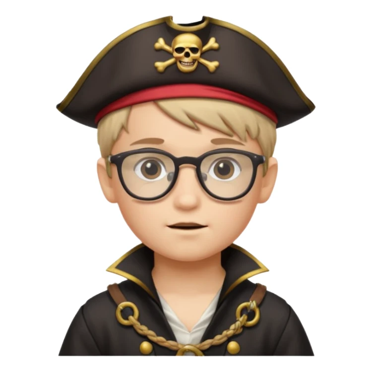 kid boy with pirate costume wearing glasses sticker