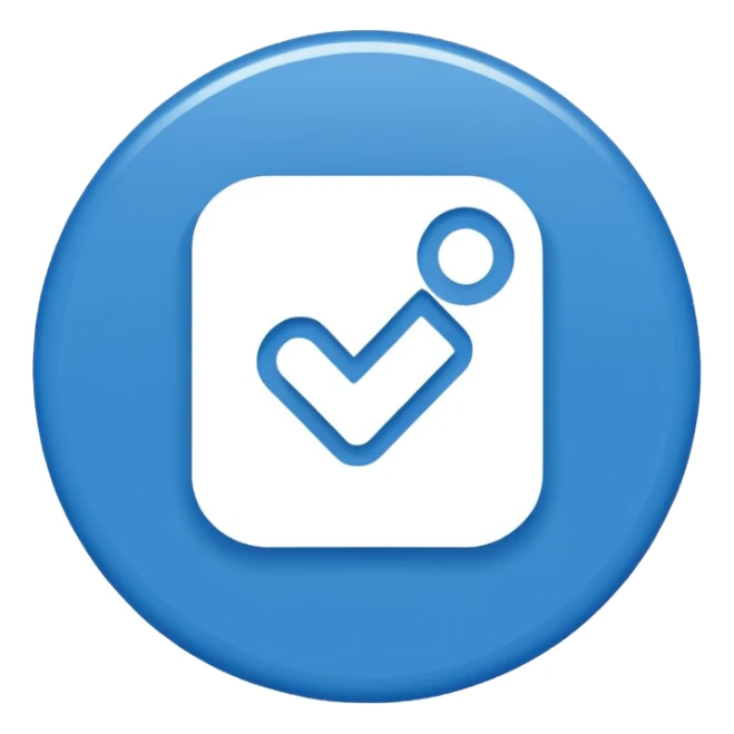 instagram verified badge emoji, blue circle, white check mark, flat design, minimal, official instagram style, no text sticker