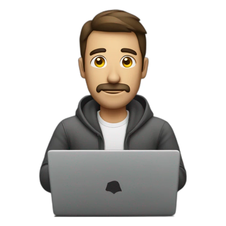 hombre en frente de la laptop editando un video sticker