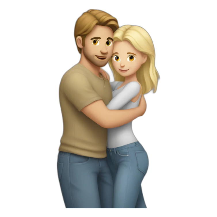 White guy with brown hair carrying a blonde girl on his back sticker