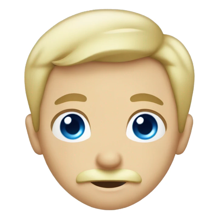 Boy with blue eyes and blond hair and with a mustache sticker