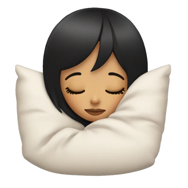 girl with black hair and bangs sleeping sticker