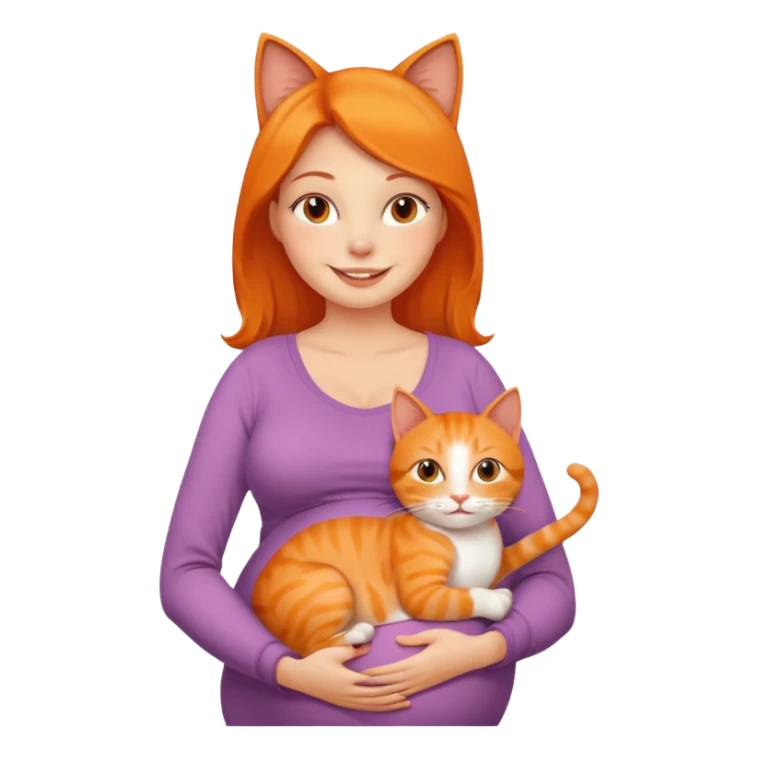 pregnant woman with orange cat sticker