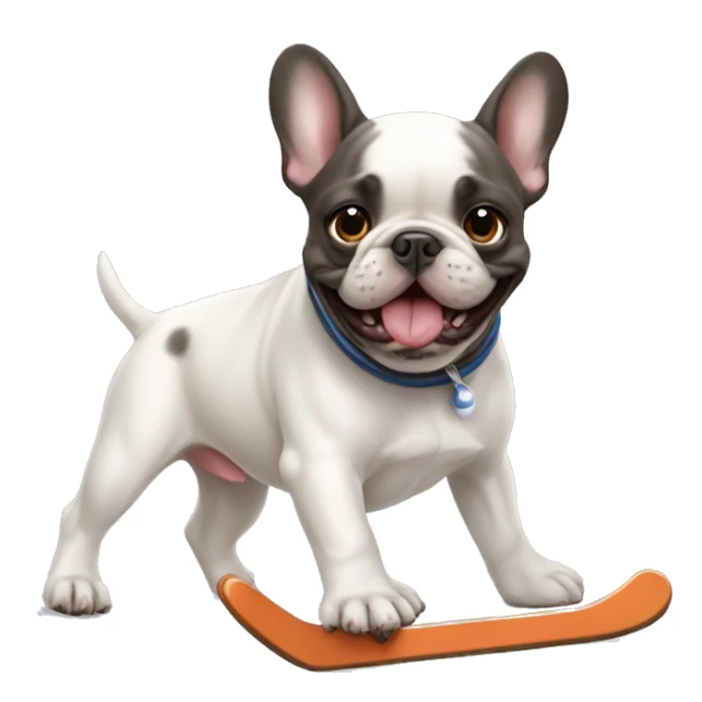 French bulldog puppy playing ice hockey sticker