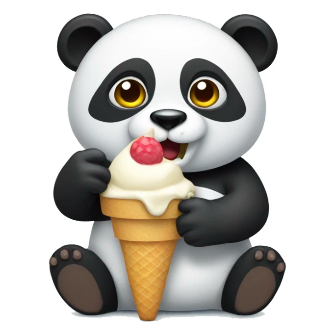 Panda eating ice cream sticker