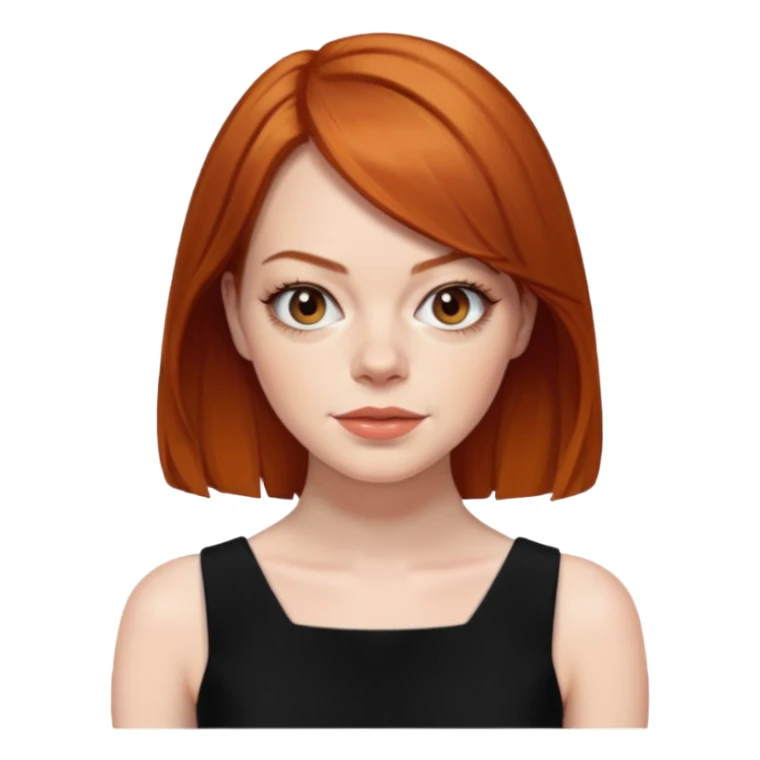 Emma Stone, orange brown hair, black dress sticker