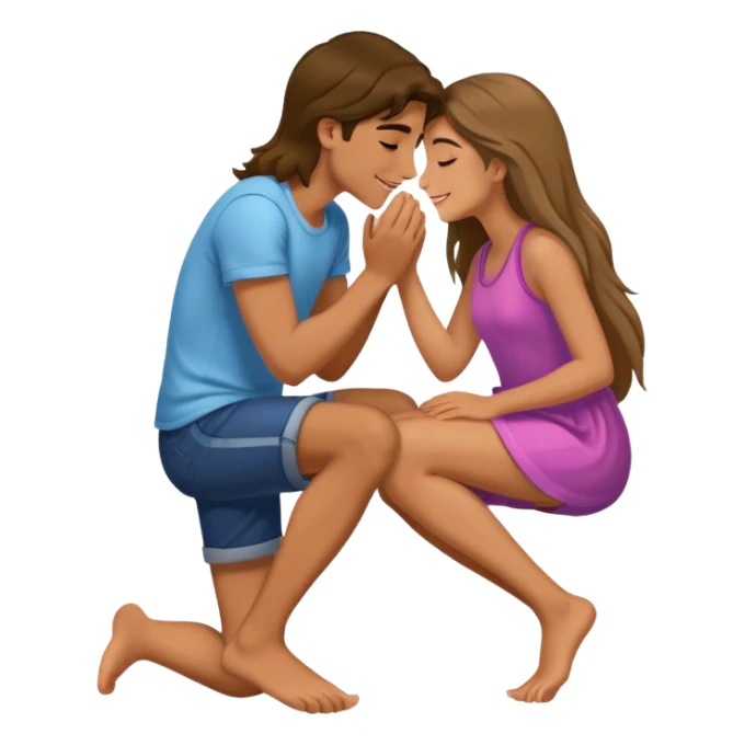 a boy kissing a girl's foot sticker