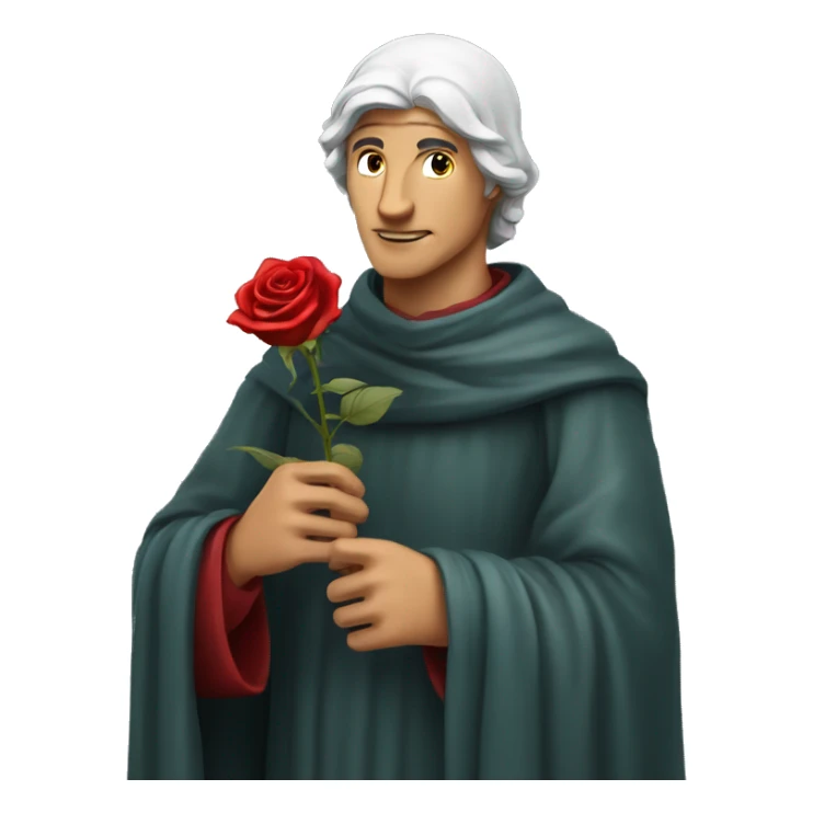 Dante Alighieri holding a rose in his hand sticker
