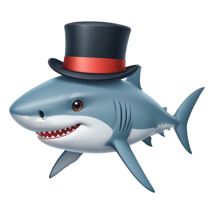 Shark with a top hat sticker