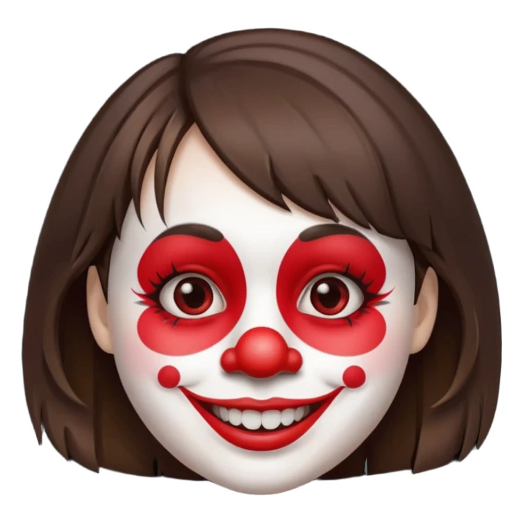 A clown emoji with brunette bangs sticker
