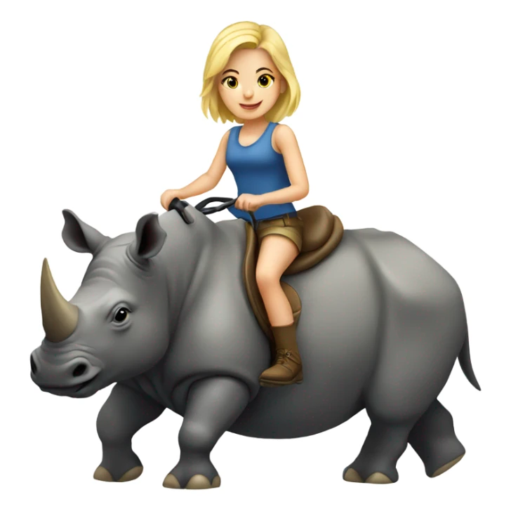 Young blonde girl riding a rhino sticker
