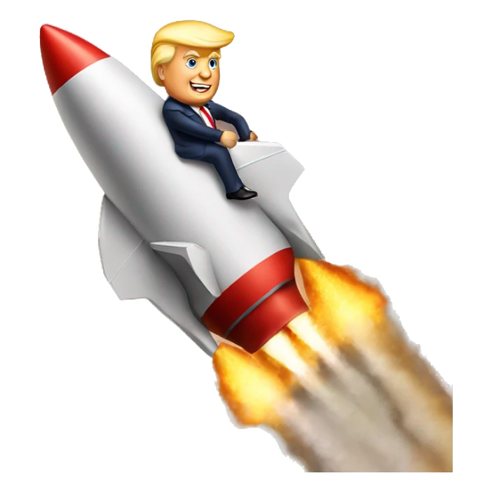 Donald Trump riding on a rocket sticker