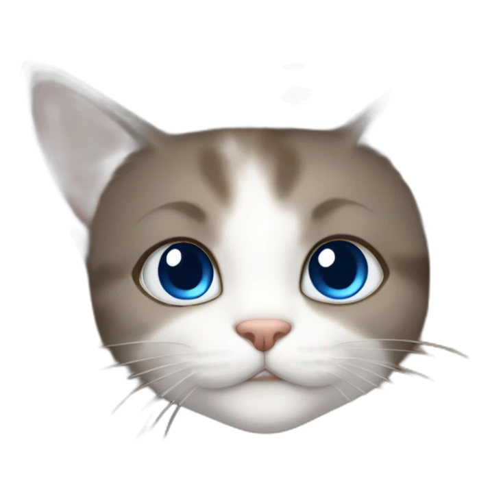 light gray, blue eyed cat cuddles brown highlighted colored girl sticker