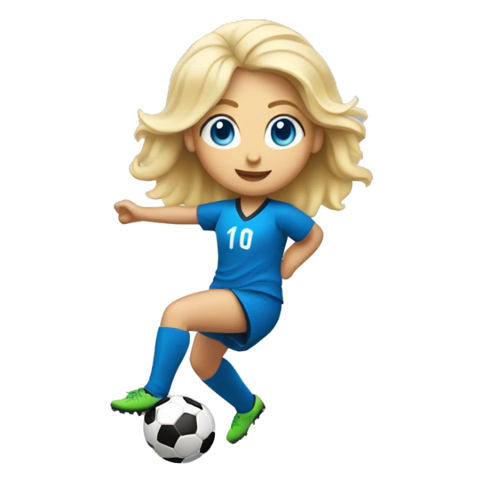 blonde girl blue eyes playing soccer and does bicycle kick sticker