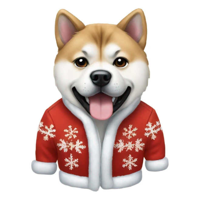 Akita wearing a Christmas jacket sticker