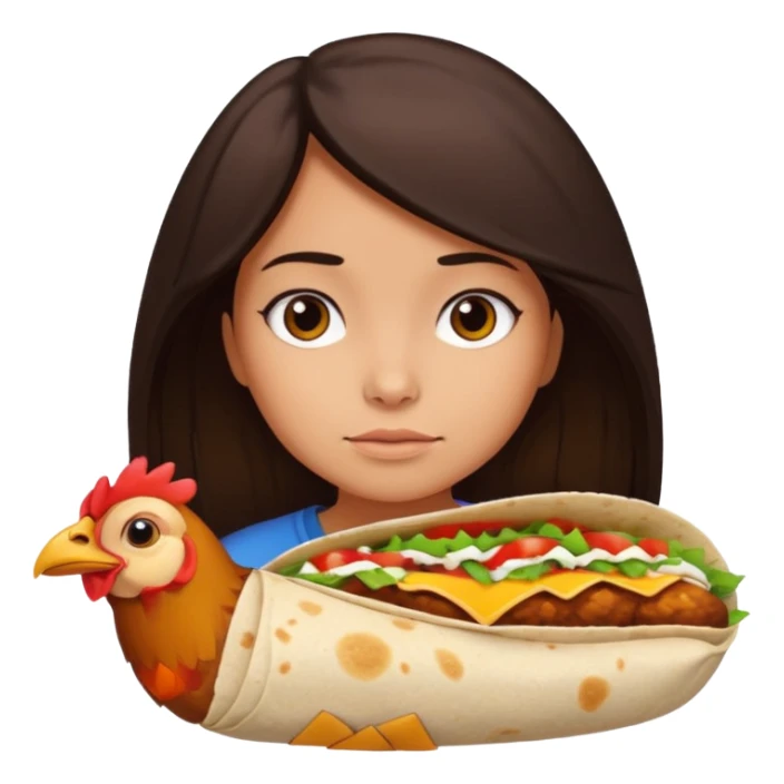Girl with DARKBROWN  hair "resting chicken burrito face" sticker
