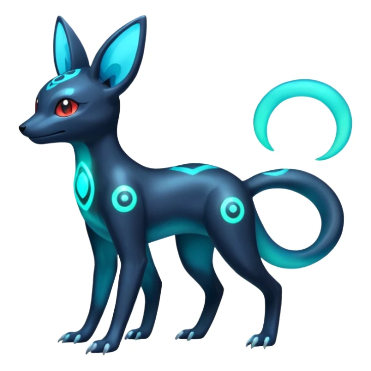 Shiny Aural Iridescent Fluorescent Bioluminescent Umbreon-Amaura-Salandit-Salamence-Genesect-Fakémon-fusion (full body) sticker