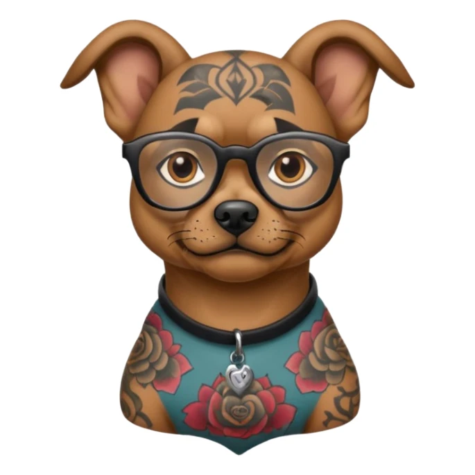 tattooed dog with heavy face tattooes and glassess sticker