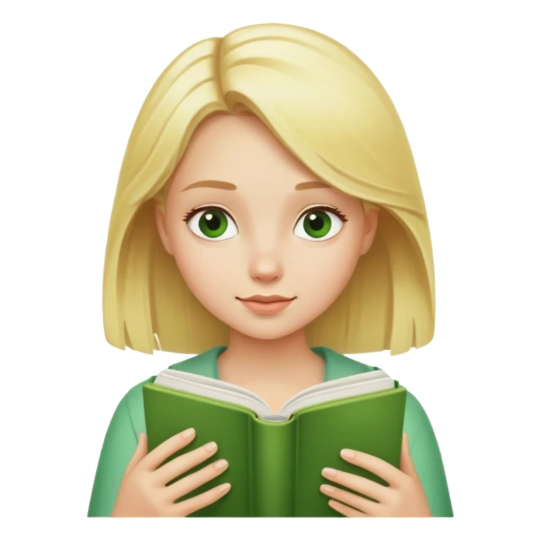 Blonde girl with green reading book sticker