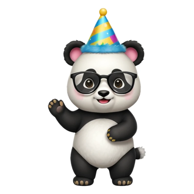 full body panda with party hats and opticals sticker