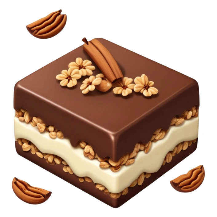 Tan chocolate with apple cinnamon and granola pieces inside it  sticker