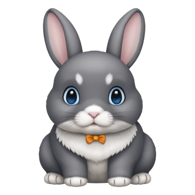 netherland dwarf bunny with slightly dark gray fur with white fur on the full underside, toes, and chin, and blue eyes sticker