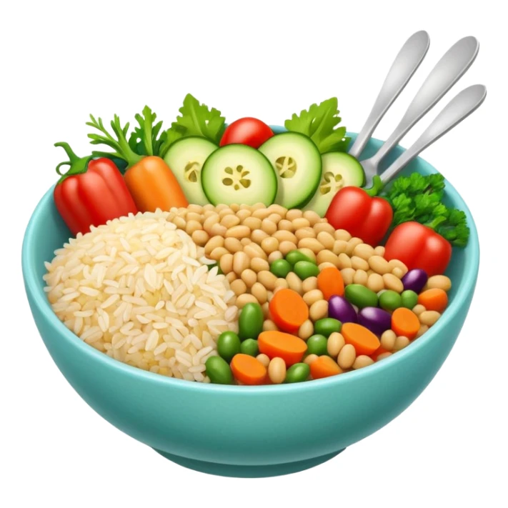 Quinoa Bean glass bowl with rice and vegtables sticker