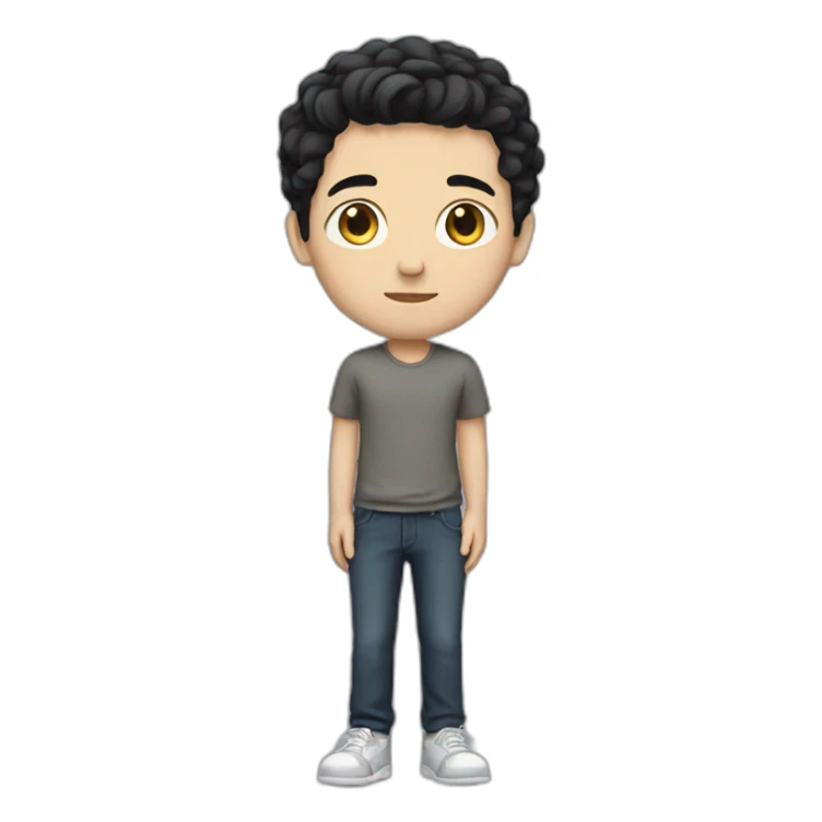 white boy with black hair and full body sticker