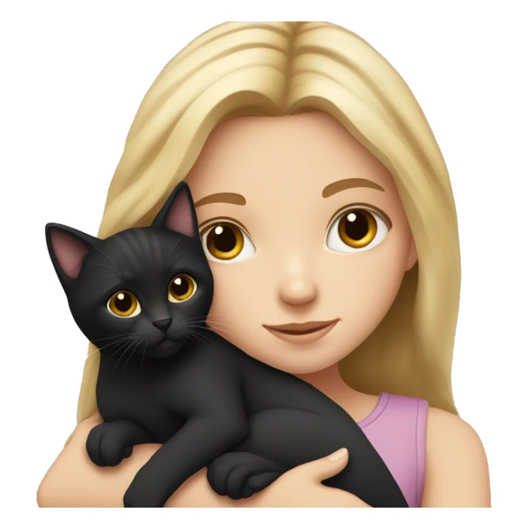 White girl cuddling black kitten sticker