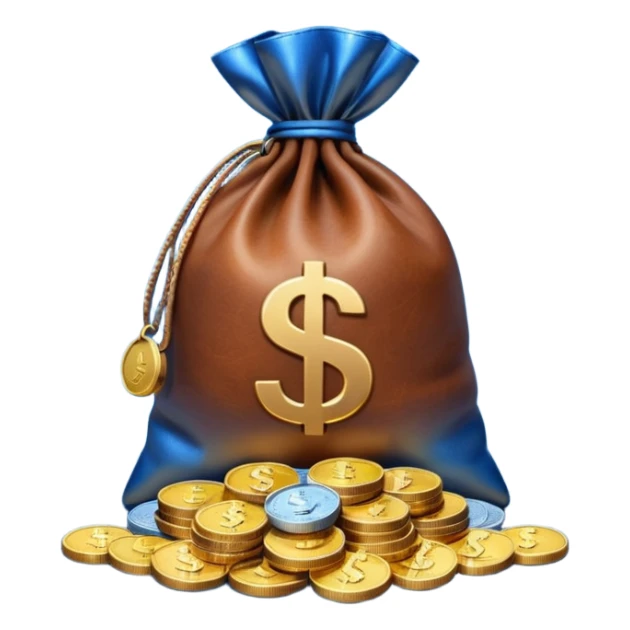 money bag on top of blue coins stack sticker