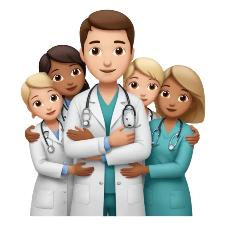 medico abraçando varios pacientes sticker