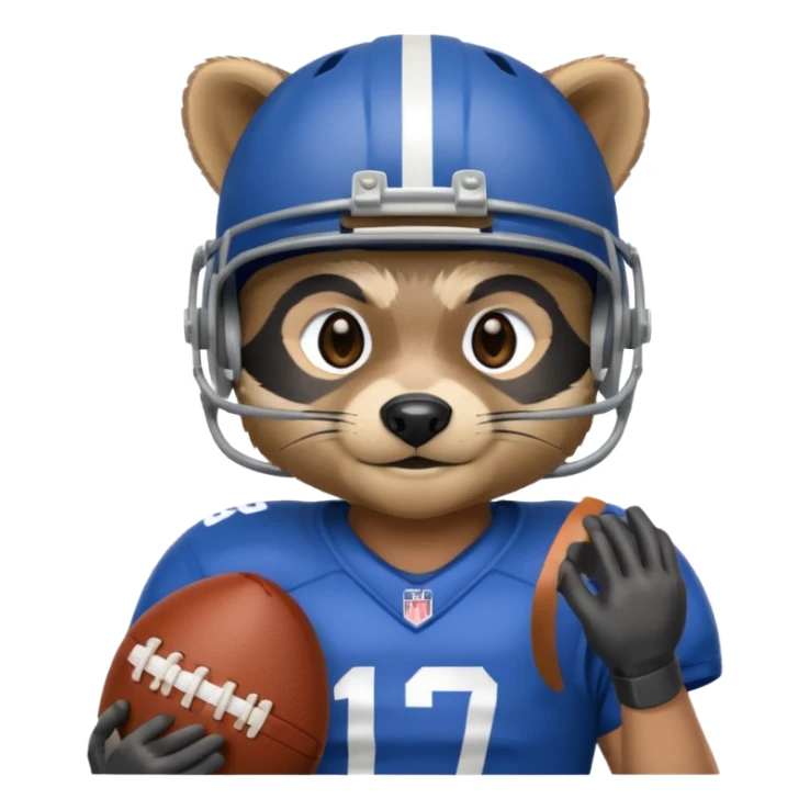 american football player raccoon blue sticker