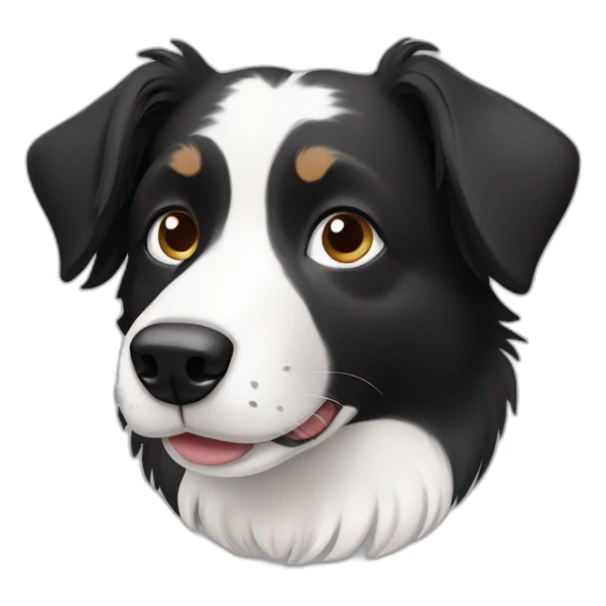 Dog, border collie, short hair, back and White, mole on snout sticker