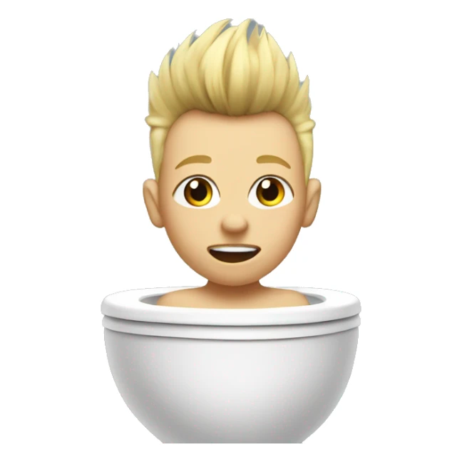 Blond Kid with mohawk named eli's head coming out of toilet sticker