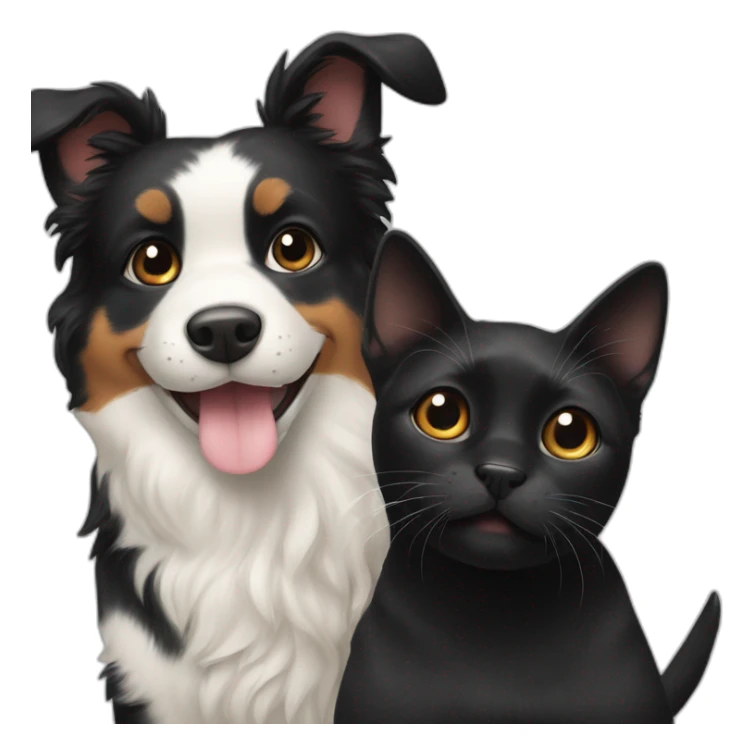 happy black dog next to calico cat sticker