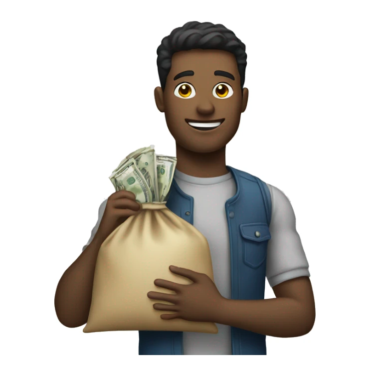 A person holding a bag of money  sticker