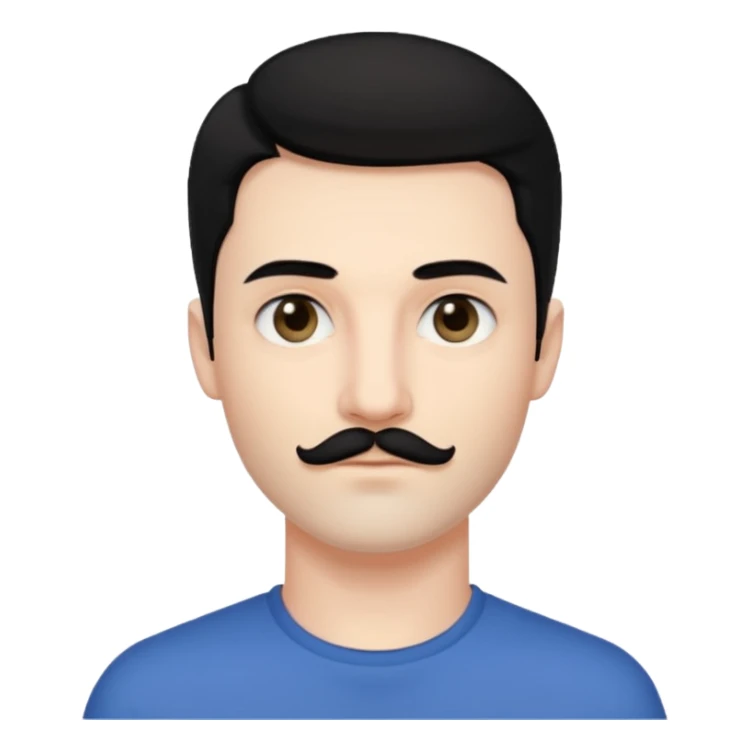 pretty handsome bratz man, with black hair and Little mustache  with black black black  eyes,  short dar, pale skin, defined jawlines sticker