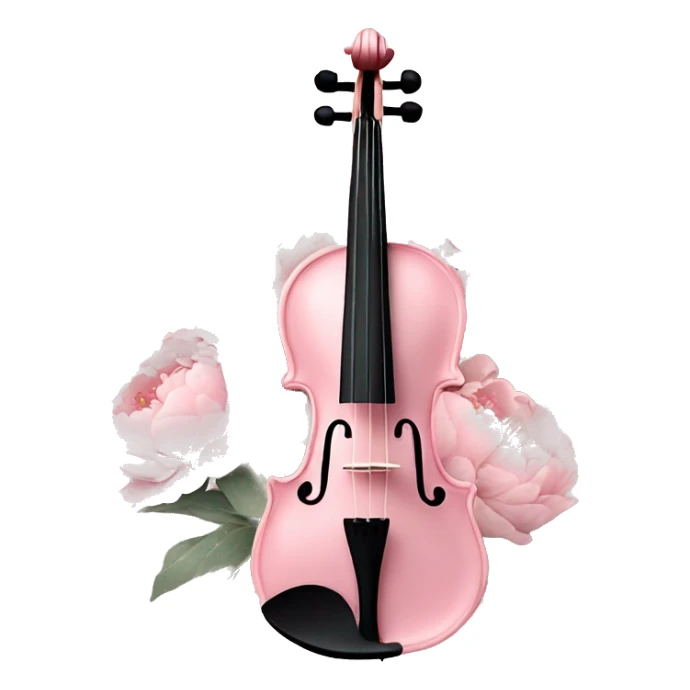 soft pastel pink violin with peonies and glitter sticker
