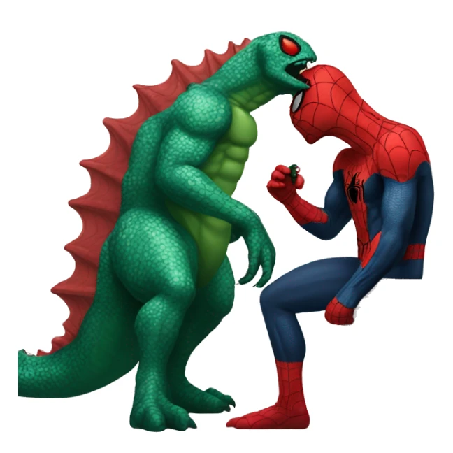 Spider-Man kissing Godzilla sticker