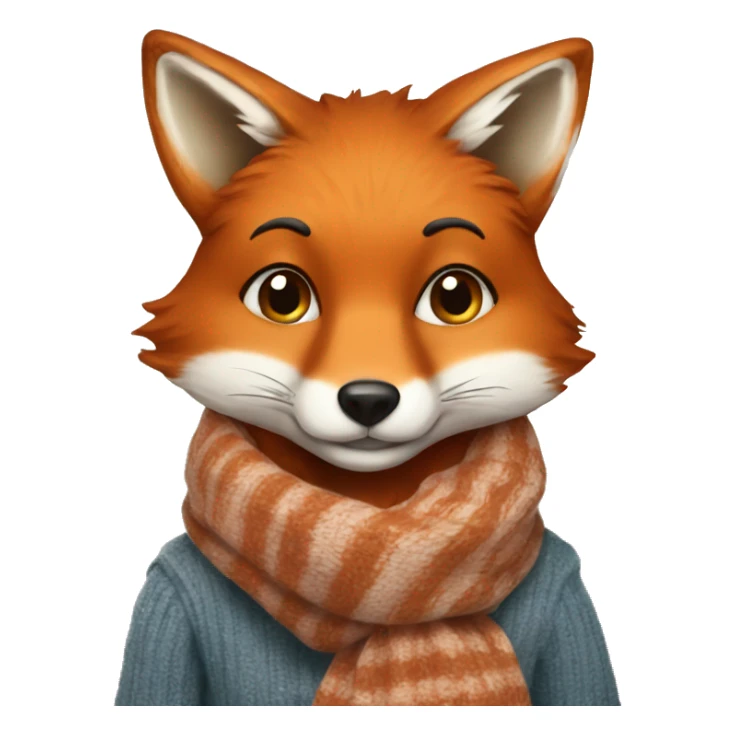 A fox in a scarf with hot tea sticker