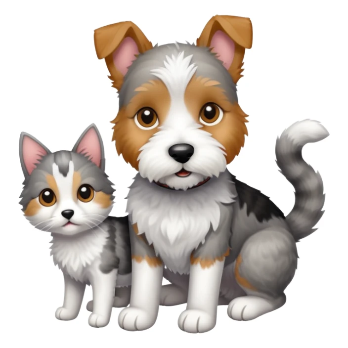 Wires fox terrier mix with gray cat sticker