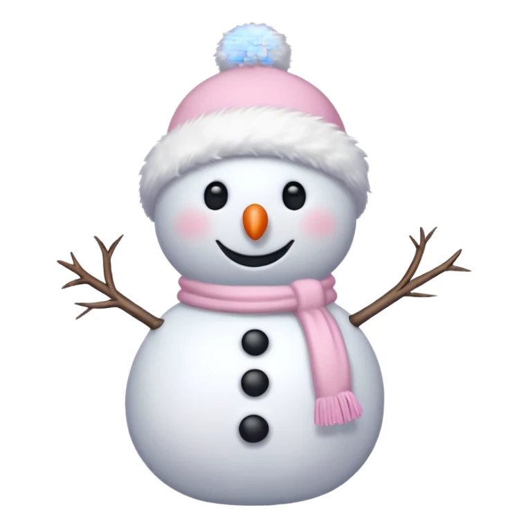 cute white and light pink snowman sticker