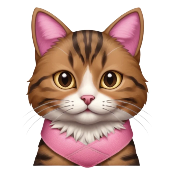 a  brown and black tabby cat, with a pink bandage on her front paw, sticker