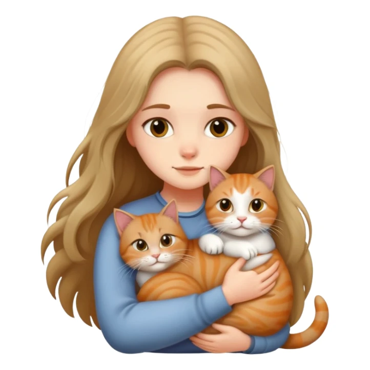 A long-haired girl hugs a British   cat tightly sticker