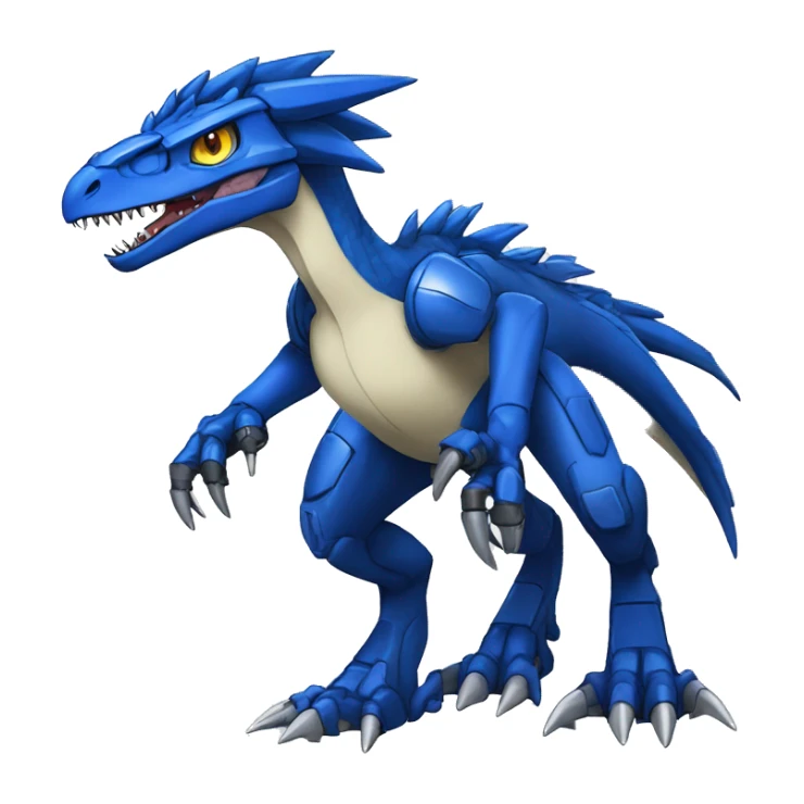  Edgy Blue Digimon-Fakemon-Velociraptor-Dragon-Mecha full body sticker